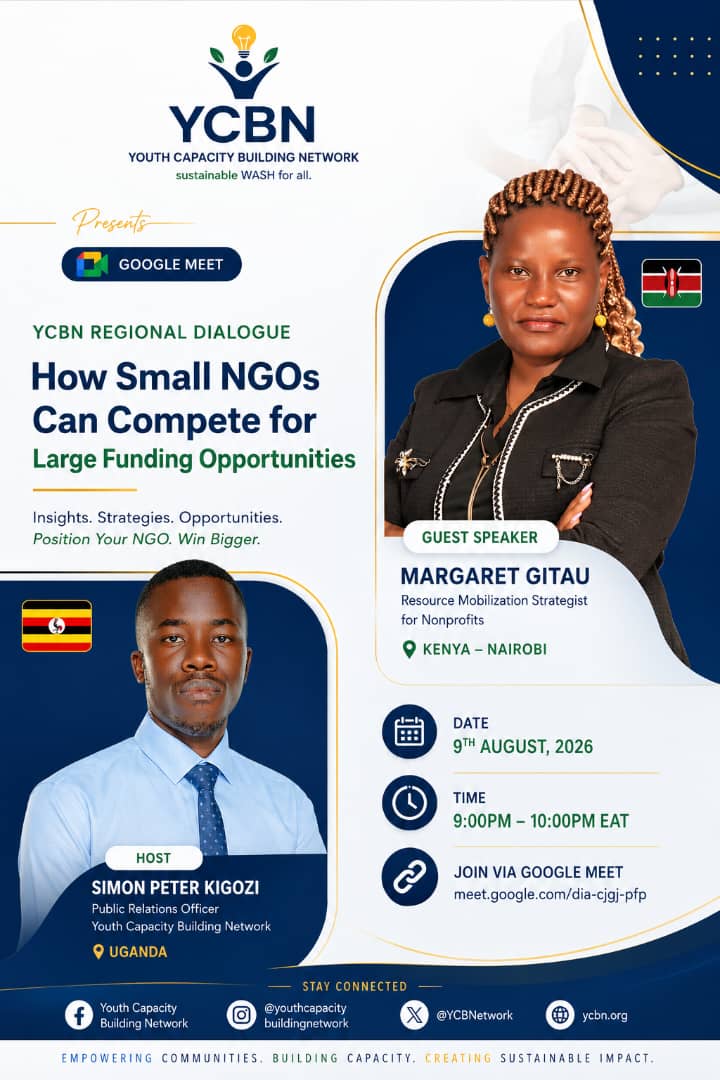 YCBN Continental Online Dialogue flyer on how small NGOs can compete for large funding opportunities