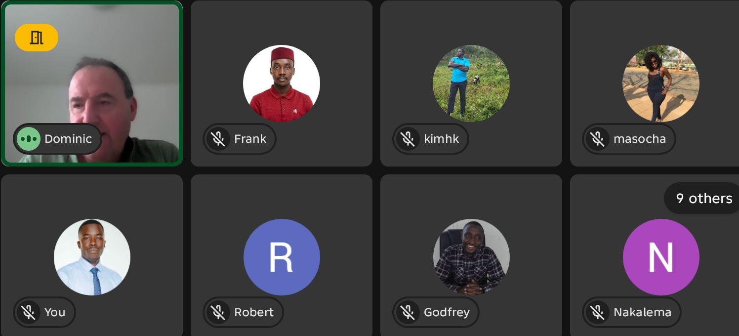 YCBN Online Global Dialogue screenshot with Mr. Dominic O'Neill from the Sanitation and Hygiene Fund